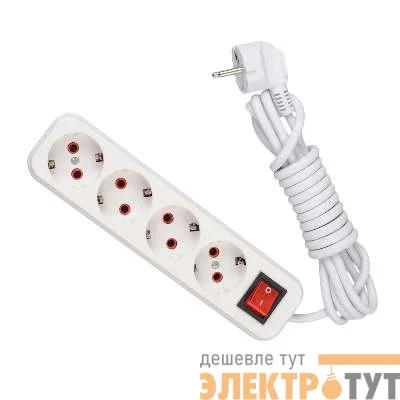 Удлинитель 4х2м с заземл. 16А IP20 с выкл. Lezard 720-0402-402