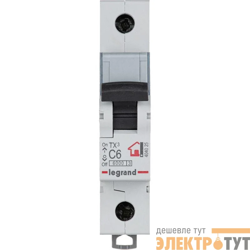 Выключатель автоматический модульный 1п C 6А 6кА TX3 6000 1мод. 230/400В Leg 404025