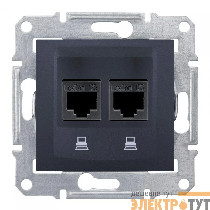 Розетка компьютерная 2-м СП Sedna RJ45 CAT.6 графит SchE SDN4800170