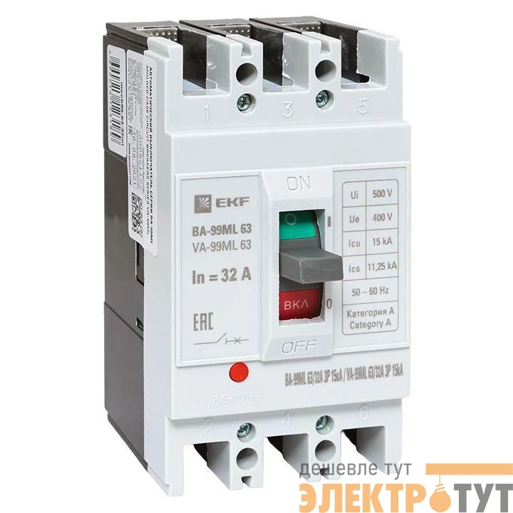 Выключатель автоматический 3п 63/32А 15кА ВА-99М Basic EKF mccb99-63-32mi