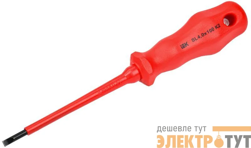 Отвертка диэлектрическая шлицевая SL4.0х100 K2 1000В ARMA2L 3 IEK A2L3-SC30-K2-SL-40-100