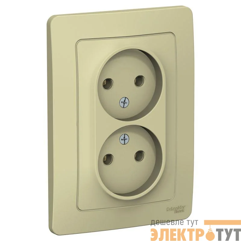 Розетка 2-м СП Blanca 16А IP20 250В без заземл. без защ. шторок беж. SE BLNRS000027