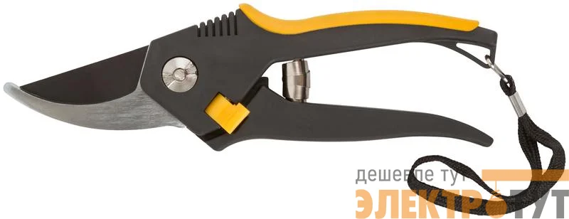 Секатор "Люкс" режущие кромки внахлест тефлон.покрытие лезвий прорезиненные ручки 200мм FIT 77093