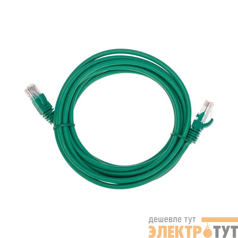 Патч-корд U/UTP CAT 5e RJ45-RJ45 26AWG LSZH зел. 3м Rexant 02-0106-3