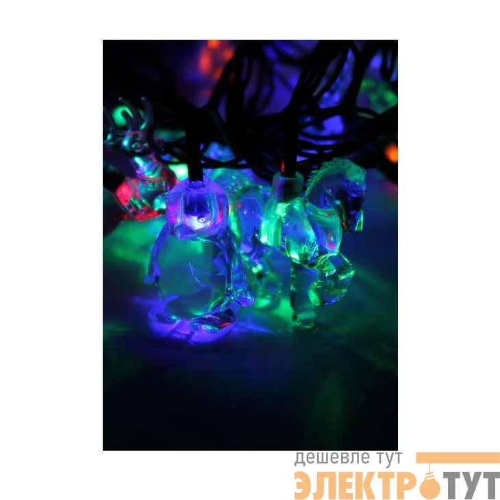 Гирлянда декоративная "Елочные игрушки" (прозр. насадки-пингвины лошадки маленькие олени) 4.4м 30LED мультиколор Космос KOC_GIR30LEDMIX3_RGB изображение