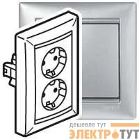 Розетка 2-м СП Valena нем. станд. с заземл. в сборе алюм. Leg 770100