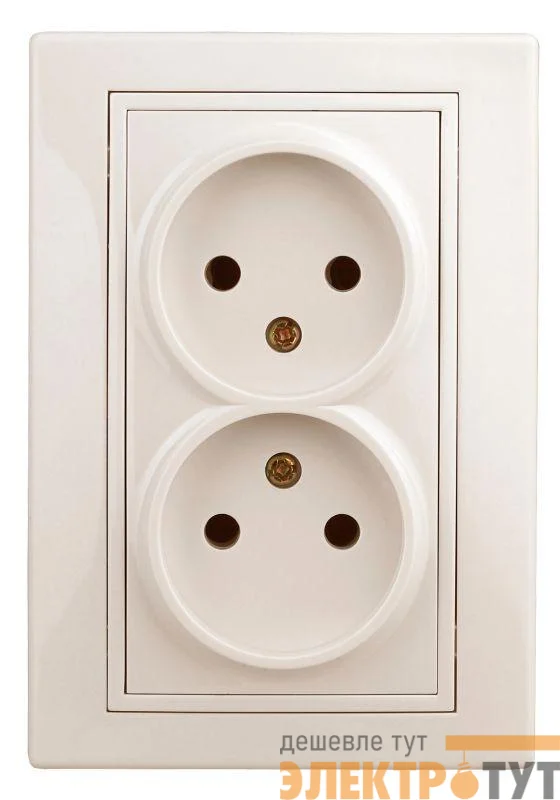 Розетка СП Plano 2х2P 1-204-02 16А-250В IP20 сл. кость Intro Б0027614