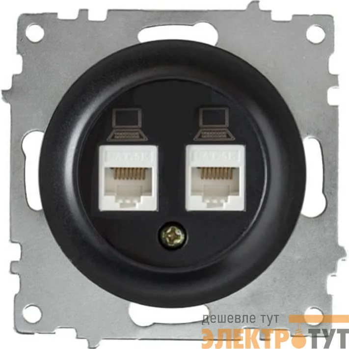 Механизм розетки комп. 2-м СП Florence RJ45 кат.5e черн. 1E20901303 OneKeyElectro 2172818