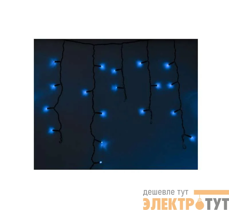 Гирлянда Айсикл "ПЛЕЙ ЛАЙТ" 0.6х4.8м 176LED 11Вт 230В IP44 син.; черн. провод NEON-NIGHT 255-133