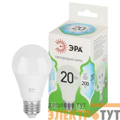 Лампа светодиодная GREEN LINE A60-20W-840-E27 GL 20Вт груша 4000К яркий свет бел. E27 Эра Б0067116