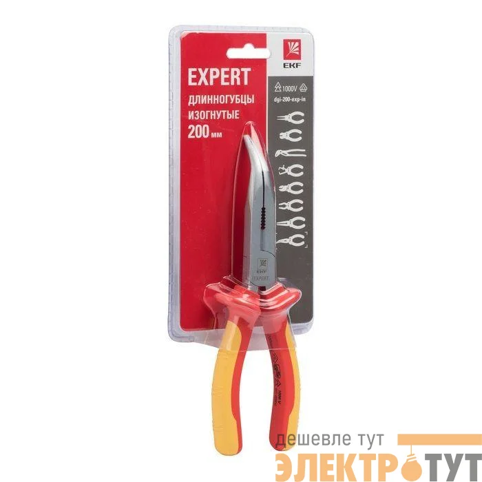 Длинногубцы изогнутые 200мм Expert 1000В PROxima EKF dgi-200-exp-in