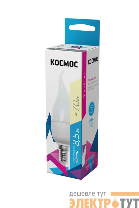 Лампа светодиодная CW 8.5Вт 220В E14 3000К Космос LkecLED8.5wCWE1430