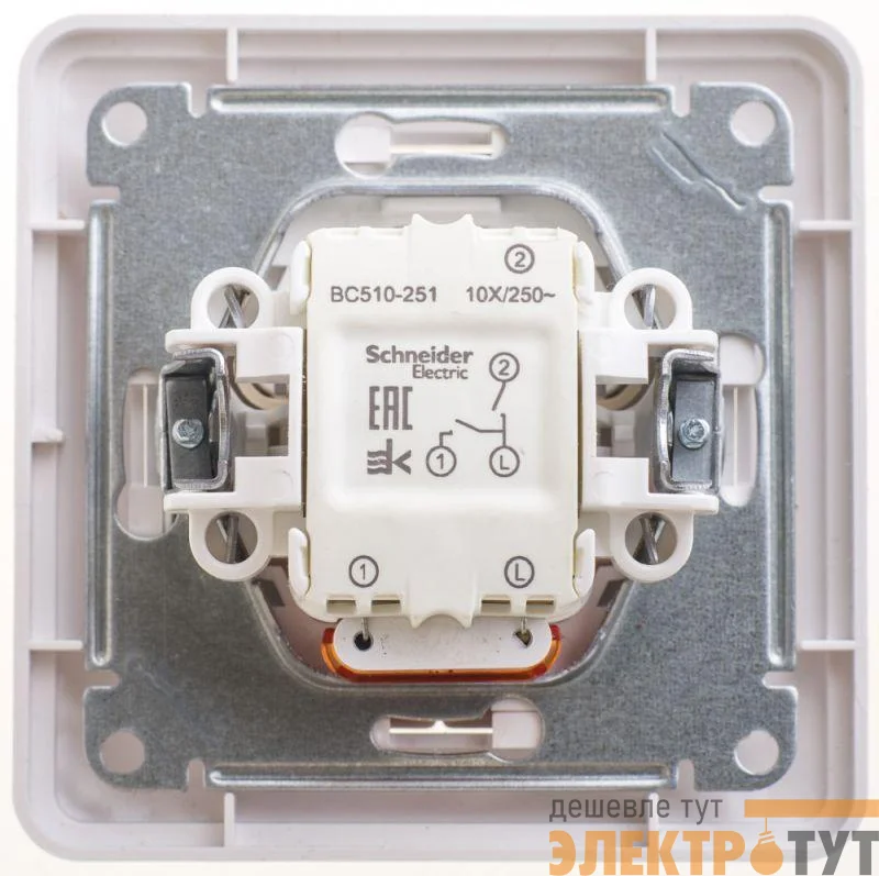 Выключатель 2-кл. СП W59 10А IP20 10АХ с подсв. в сборе бел. SchE VS510-251-18