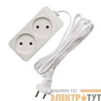 Удлинитель 2х5м без заземл. 6А IP20 1.3кВт ШВВП Союз 481S-0205