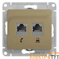 Механизм розетки комп. + телеф. 2-м СП Glossa RJ11 + RJ45 CAT.5E титан SchE GSL000485