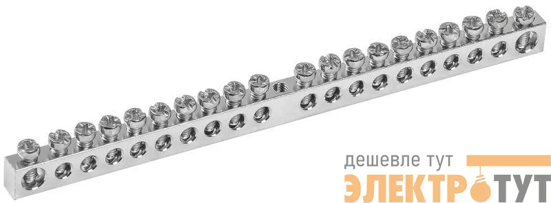 Шина PEN "земля-ноль" 6х9мм 20/1 Ni (20групп/крепеж по центру) IEK YNN10-20-100-N