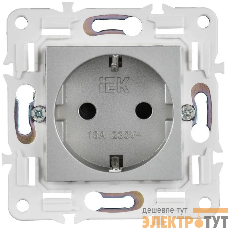 Розетка SKANDY 16А с заземл. защ. шторки SK-R04S серебр. IEK SK-R14-16-K23