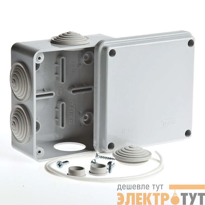 Коробка распределительная ОП 100х100х50мм 6 вводов IP55 сер. Ruvinil 67050