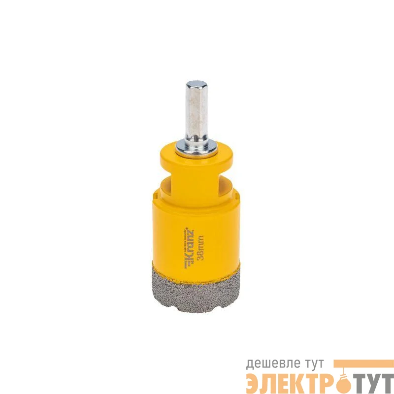 Коронка алмазная профессиональная по керамограниту и железобетону М14 вакуумное спекание 38мм для УШМ Kranz KR-92-1018