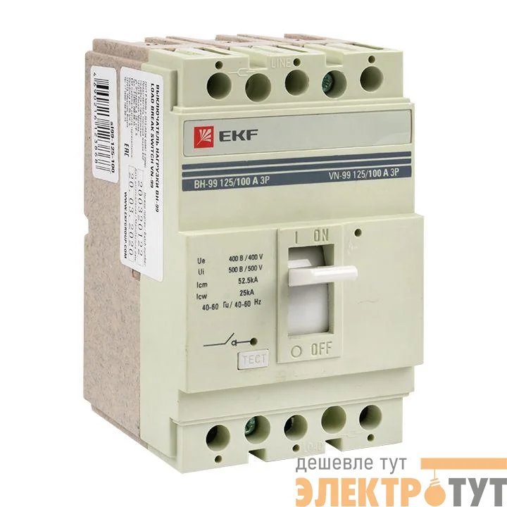 Выключатель нагрузки 3п ВН-99 125/100А EKF sl99-125-100
