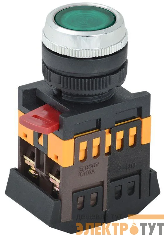 Кнопка ABLFS-22 d22мм 1з+1р 240В неон зел. IEK BBT30-ABLFS-K06