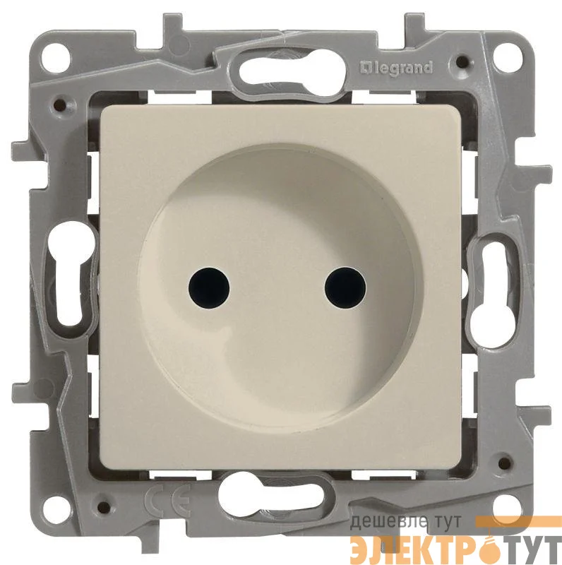 Розетка 1-м СП Etika 16А IP31 250В 2P без заземл. защ. шторки немецк. стандарт винт. клеммы механизм сл. кость Leg 672334