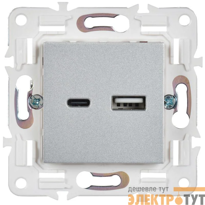 Розетка USB A+C 18Вт SKANDY SK-R13S серебр. IEK SK-U22-018-K23