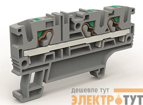 Клемма проходная 3 точки подключения на 4кв.мм DKC ZEFC410GR