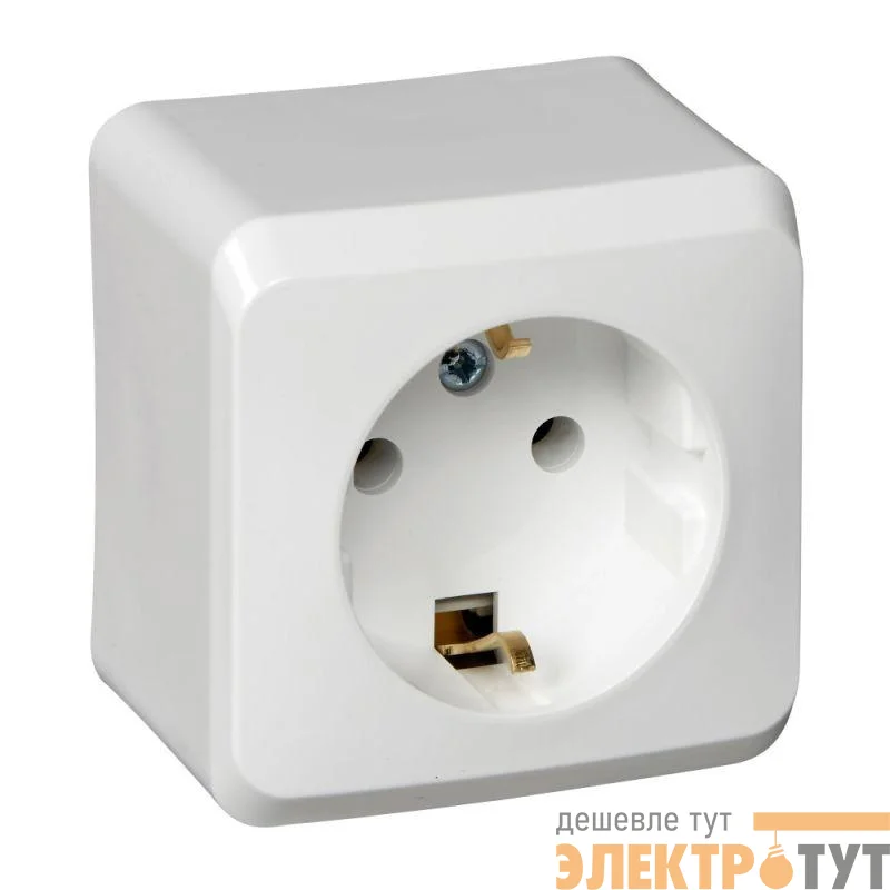 Розетка 1-м ОП Этюд 16А IP20 250В с заземл. без защ. шторок бел. SE PA16-003B