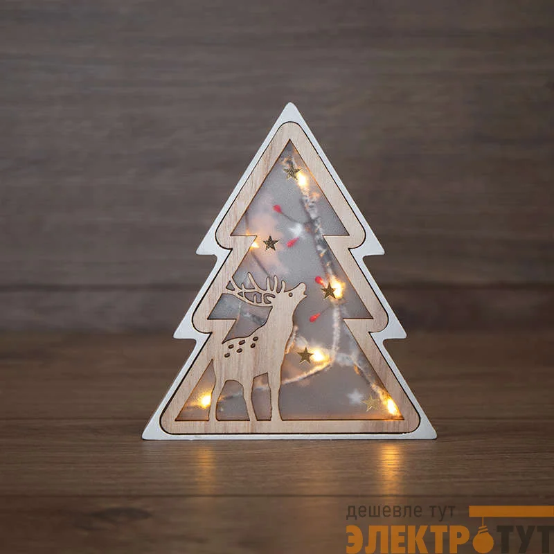 Фигура деревянная с подсветкой "Елочка" 16х2х18см NEON-NIGHT 504-029