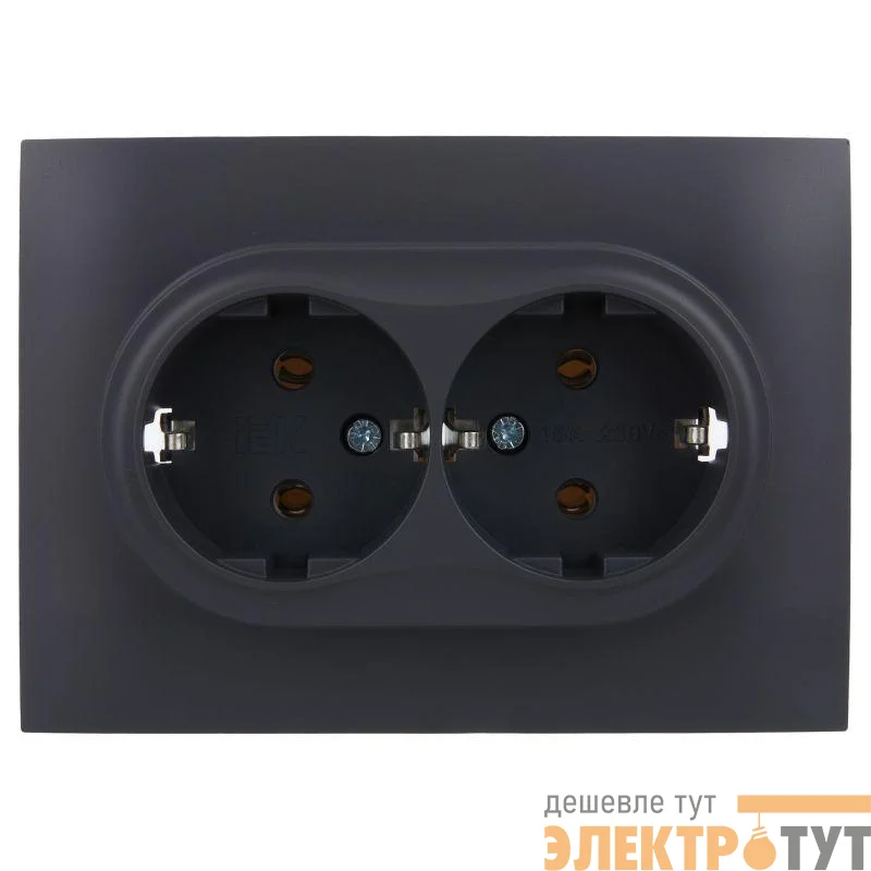 Розетка 2-м SKANDY 16А с заземл. без защ. шторок в сборе SK-R08T титан IEK SK-R21-16-K48-F
