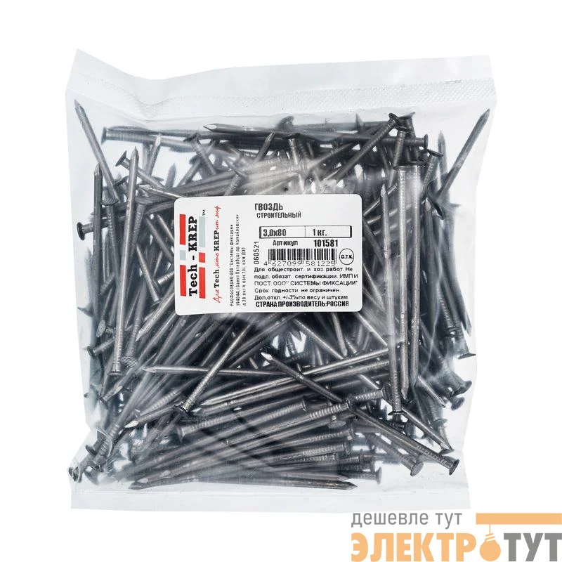 Гвоздь строительный 3.0х80 (уп.1кг) Tech-Krep/Zitar 101581