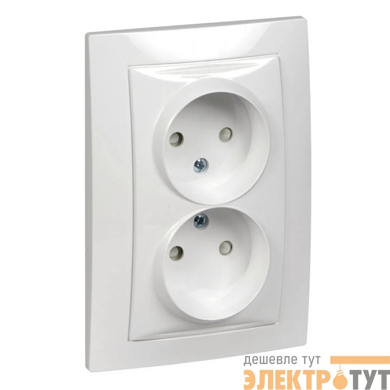 Розетка 2-м СП Unica 16А IP20 защ. шторки без заземл. бел. SchE MGU23.063.18D