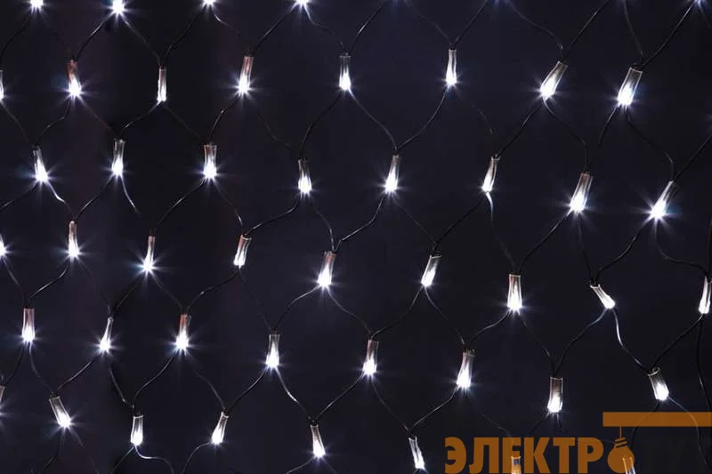 Гирлянда Сеть "НЕТ ЛАЙТ" 2х1.5м 288LED 18Вт 220В IP44 бел.; черн. провод NEON-NIGHT 215-021