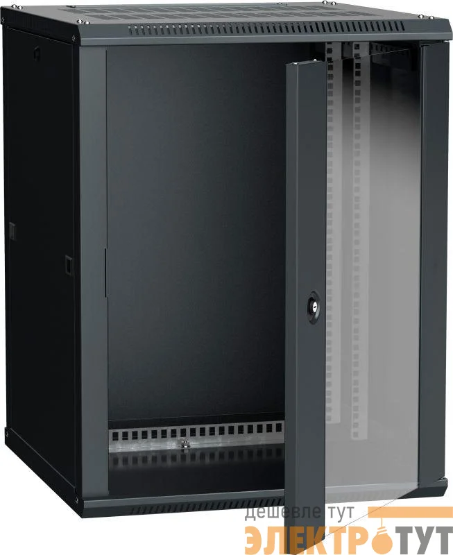 Шкаф 19 дюйм LINEA W 12U 600х600мм настен. стекл. дверь RAL9005 ITK LWR5-12U66-GF