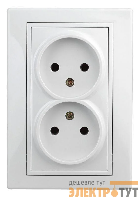Розетка 2-м СП Plano 1-204-01 16А IP20 250В 2х2P бел. Intro Б0053904
