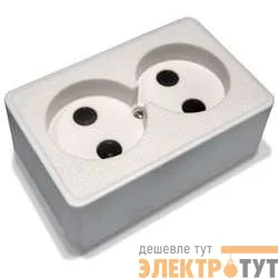 Розетка 2-м ОП 10А IP20 РА10-У04(У01) универс. БЕЛ. ЦЕРКОВЬ РА10-У04