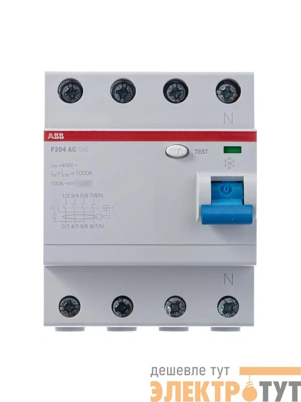 Выключатель дифференциального тока (УЗО) 4п 40А 30мА тип AC F204 ABB 2CSF204001R1400
