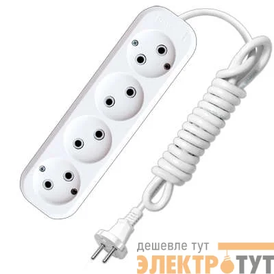 Удлинитель 4х2м без заземл. 10А IP20 Е-204 ПВС 2х0.75 АБС-пластик UNIVersal 9634266