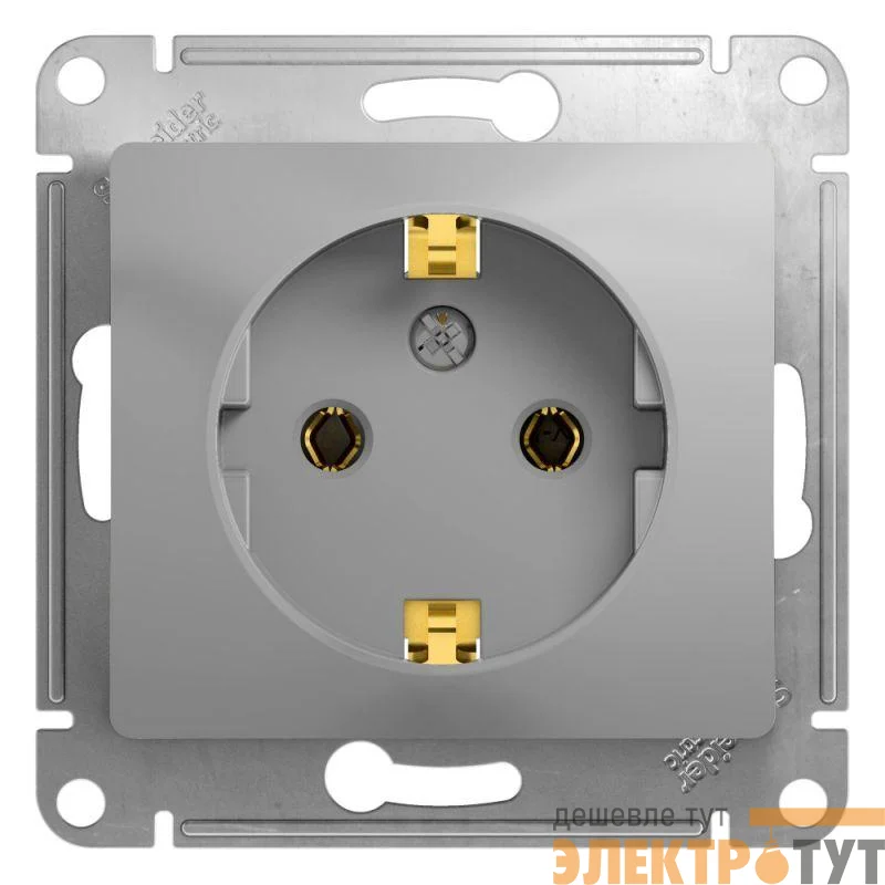 Розетка 1-м СП Glossa 16А IP20 с заземл. механизм алюм. SE GSL000343