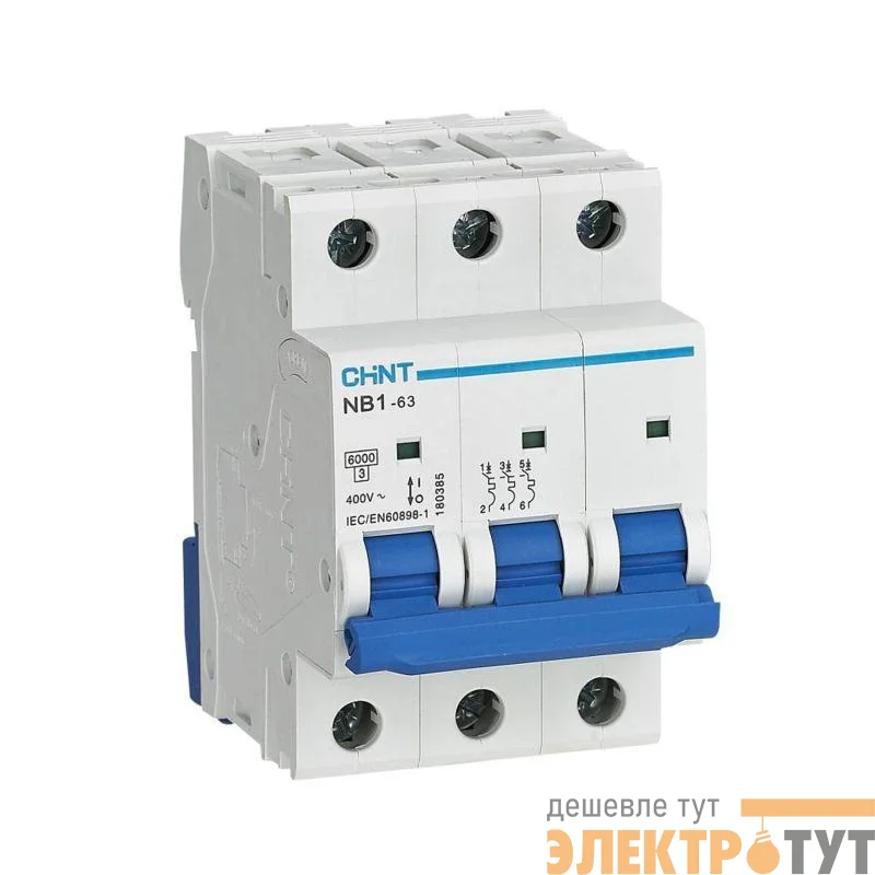 Выключатель автоматический модульный 3п D 40А 6кА NB1-63 (R) CHINT 179721