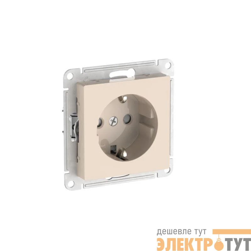 Розетка AtlasDesign 16А с заземл. защ. шторки быстрозажим. клем. механизм беж. SE ATN000245S