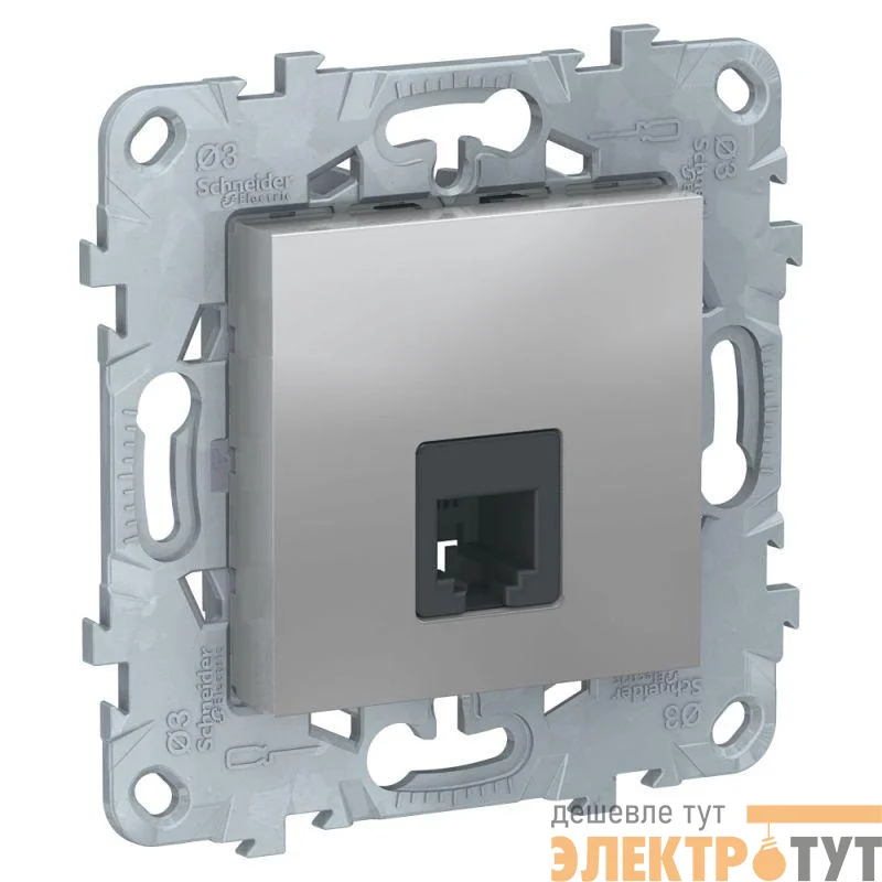 Механизм розетки телефонная UNICA NEW RJ11 одиноч. 4 контакта алюм. SchE NU549230