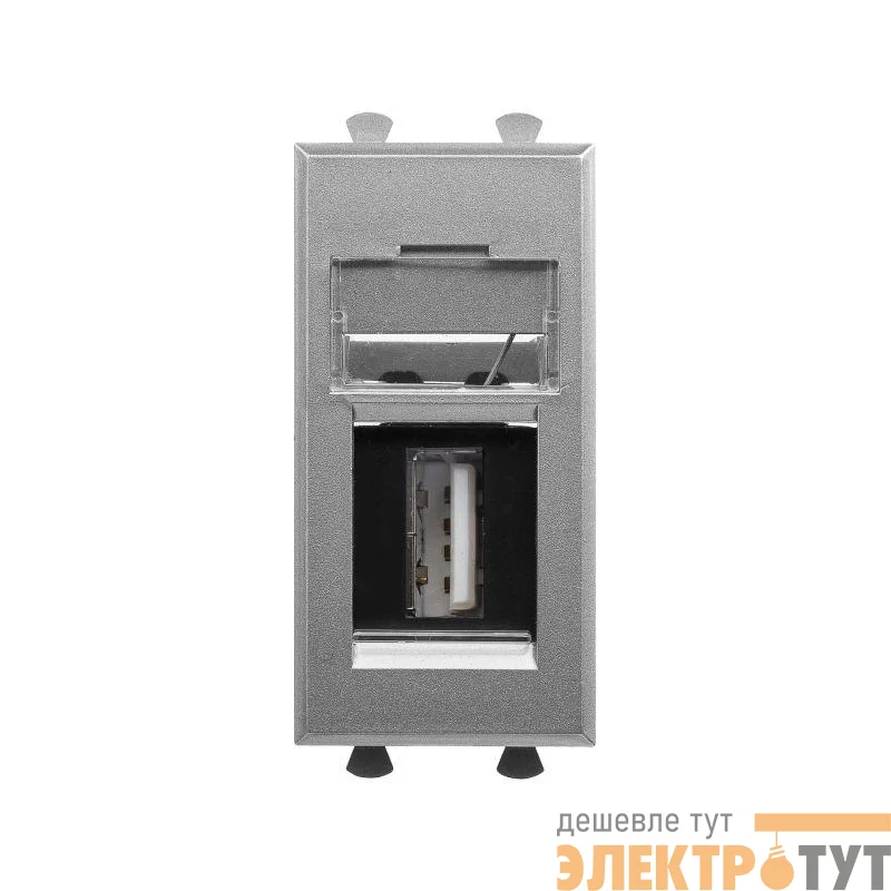 Розетка USB 2.0 1мод. Avanti "Закаленная сталь" тип А-А модульная DKC 4404401