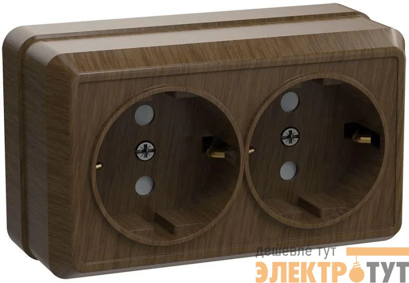 Розетка 2-м ОП Октава РС22-3-ОД 16А IP20 с заземл. дуб GENERICA ERO21-K04-16-DC