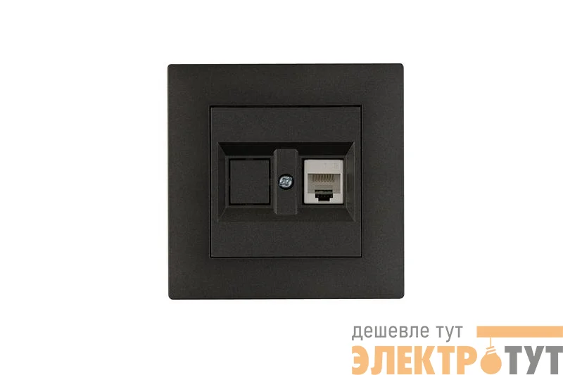 Розетка компьютерная CAT 5+гнездо Karea RIZZ STAR дым. металлик Makel 88050035