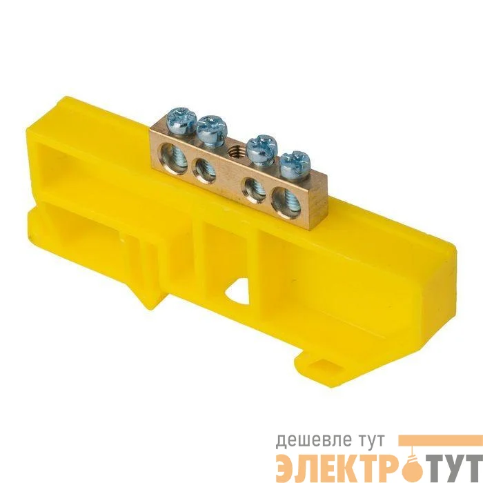 Шина нулевая N 6х9 4 отвер. латунь желт. изолятор на DIN-рейку PROxima EKF sn0-63-04-dz