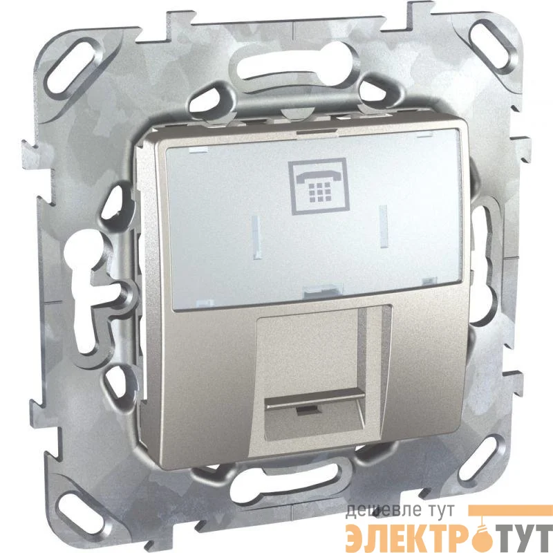 Механизм розетки телеф. 1-м СП Unica Top RJ12 (6 конт) алюм. SchE MGU5.493.30ZD