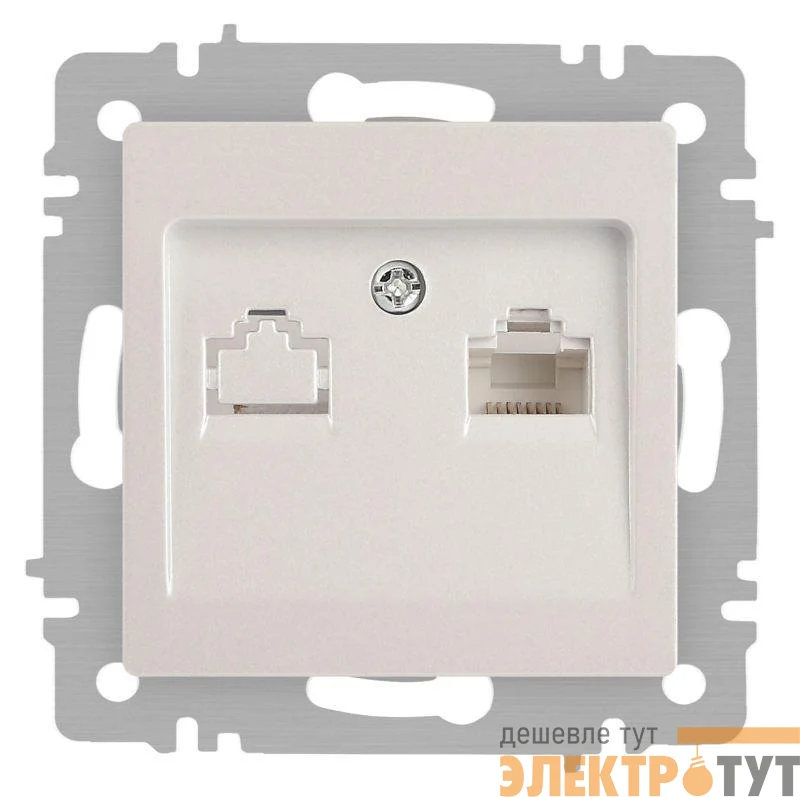 Розетка компьютерная 1-м СП Accent 6-303-06 RJ45 IP20 перламутр. Intro Б0063636