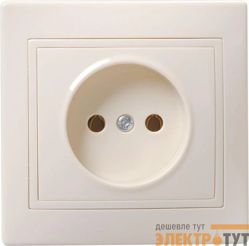Розетка 1-м СП Кварта 10А IP20 без заземл. без защ. шторок крем. IEK ERK13-K33-10-DM